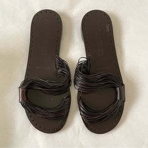 Jil Sander ss 2002 Brown Leather Strappy Sandals Flats